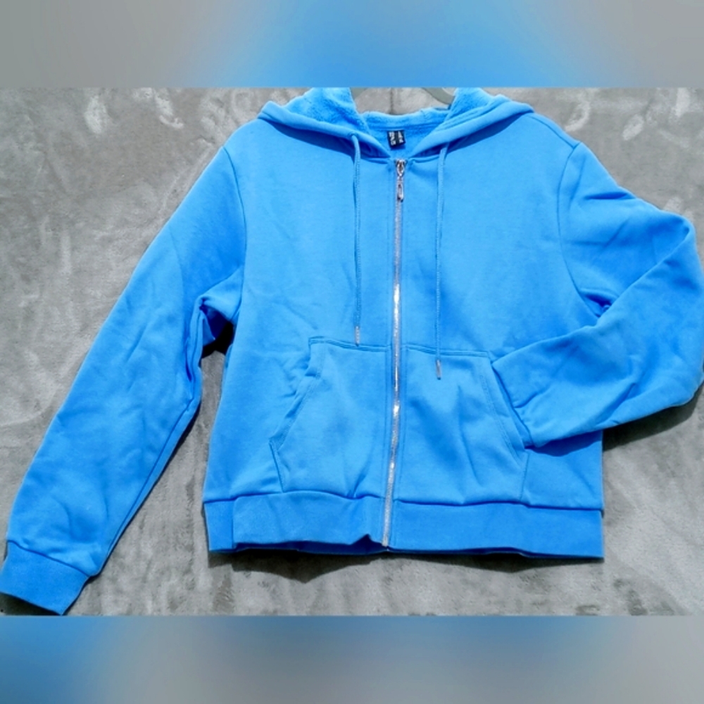 Vibrant Blue full length Zip-Up Hoodie